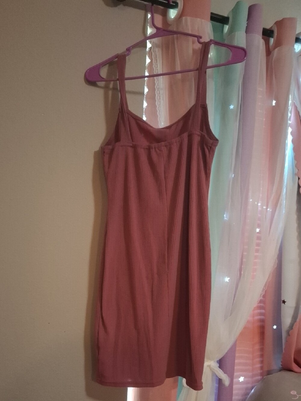 Button-Front Ribbed Pink Mini Dress - Picture 2 of 2